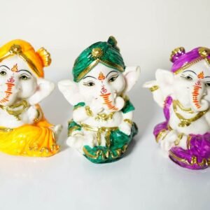 Buy Bal Ganesh three Statue Idol Showpiece Marble Set in Different Postures Multicolor