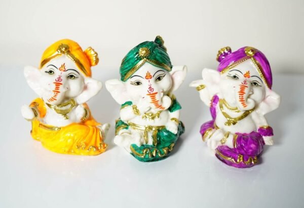 Buy Bal Ganesh three Statue Idol Showpiece Marble Set in Different Postures Multicolor