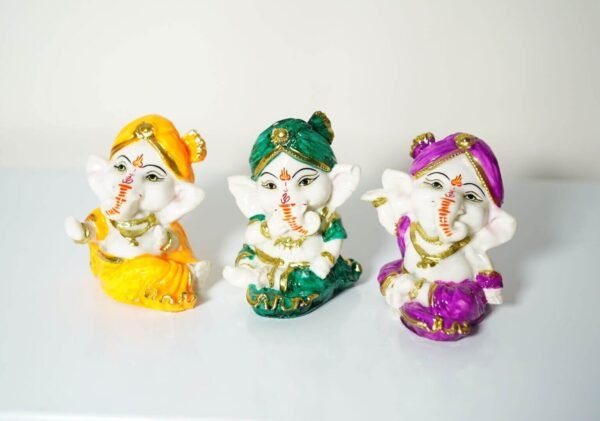 Buy Bal Ganesh three Statue Idol Showpiece Marble Set in Different Postures Multicolor