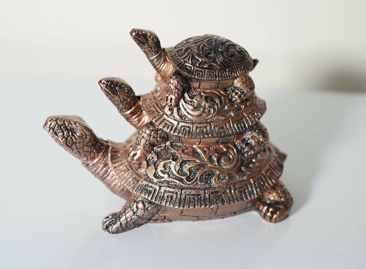 Buy Feng Shui Three Tier Tortoise bronze color Statue Idol Showpiece