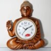 Brown wood finish Buddha with Clock