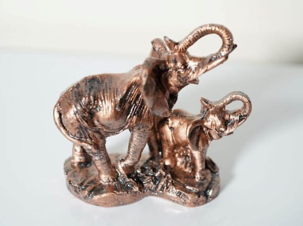 Buy Elephant and Baby Trunk Up Bronze Color Statue Showpiece Idol