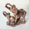 Buy Elephant and Baby Trunk Up Bronze Color Statue Showpiece Idol