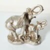 Buy Elephant and Baby Trunk Up Silver Color Statue Showpiece Idol