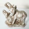 Buy Elephant and Baby Trunk Up Silver Color Statue Showpiece Idol