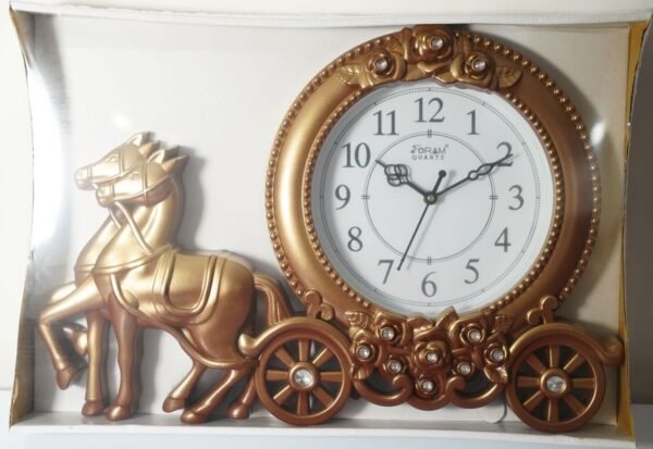 Golden Horse Carriage Wall Clock