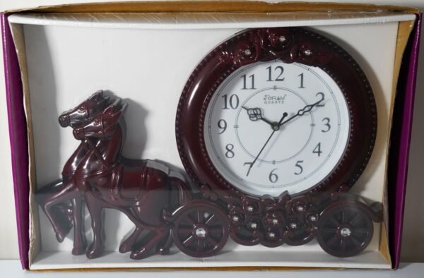 Woody Brown Horse Carriage Wall Clock