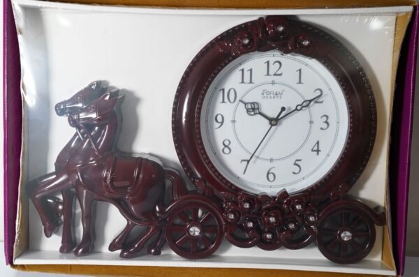 Woody Brown Horse Carriage Wall Clock