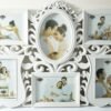 6 Pics Collage Flower Design Photo Frame White Color