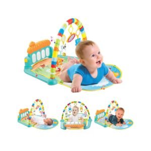 URBAN TOYS Baby Play Mat Gym with Multi-Function Musical Keyboard, Hanging Rattles, and Lights - Perfect Newborn Gift for Cognitive, Motor, and Sensory Development