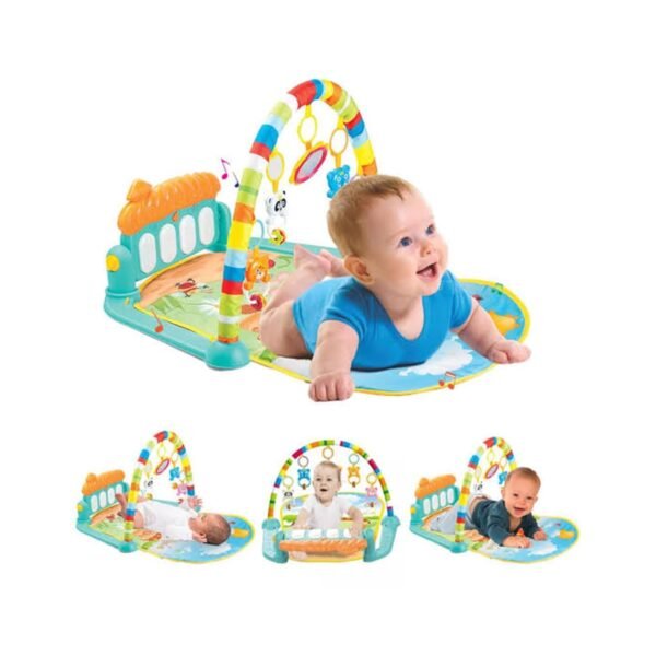 URBAN TOYS Baby Play Mat Gym with Multi-Function Musical Keyboard, Hanging Rattles, and Lights - Perfect Newborn Gift for Cognitive, Motor, and Sensory Development