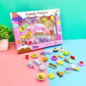 Candy Palace Erasers for Kids - Cute & Colorful Fancy School Stationary Kit