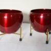 Dark Red Metallic Indoor Metal Planter With Metal Stand - Home & Garden 3-min