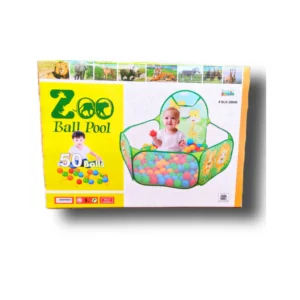 Zoo Ball Pool with Pop Up Tent and Basket Ball Hoop with 50 Balls