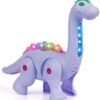 Battery Operated Walking Dinosaur Musical Toys for Kids Electronic Pet Dino with Real Voice and Colorful LED Lights (Long Neck Dinosaur) - (Color May Vary)