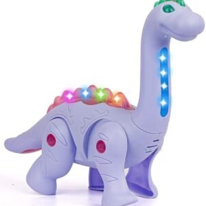 Battery Operated Walking Dinosaur Musical Toys for Kids Electronic Pet Dino with Real Voice and Colorful LED Lights (Long Neck Dinosaur) - (Color May Vary)