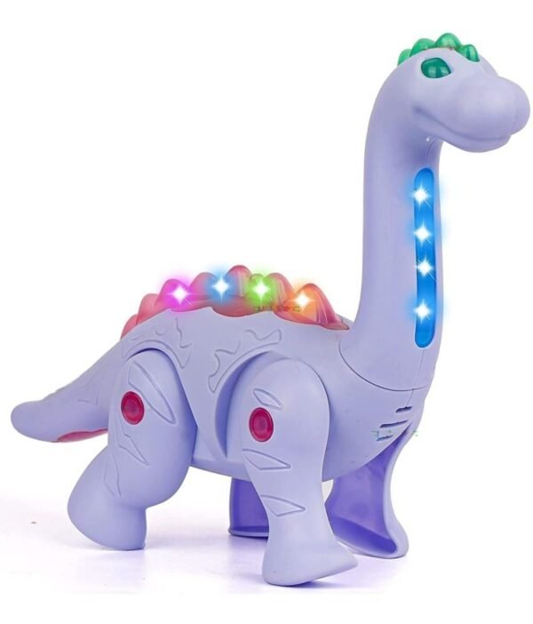 Battery Operated Walking Dinosaur Musical Toys for Kids Electronic Pet Dino with Real Voice and Colorful LED Lights (Long Neck Dinosaur) - (Color May Vary)