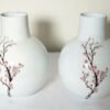 white small round flower vase with flower print for table home garden-min