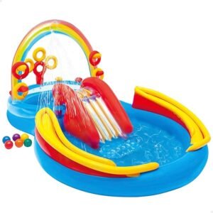 Intex Inflatable Rainbow Ring Water Play Centre, Multi Color (9'9" X 6'4" X 4'5")
